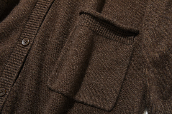 柔軟溫暖，適合各種體型。犛牛絨和美利奴羊毛長款開襟衫，棕色，251203-1 第5張的照片