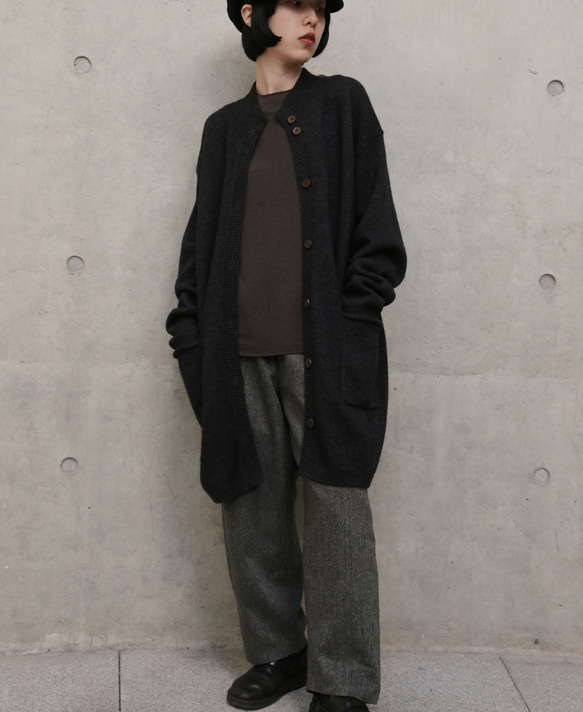 柔軟溫暖，適合各種體型。犛牛絨和美利奴羊毛長款開襟衫，棕色，251203-1 第12張的照片