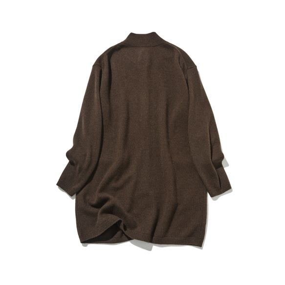 柔軟溫暖，適合各種體型。犛牛絨和美利奴羊毛長款開襟衫，棕色，251203-1 第7張的照片