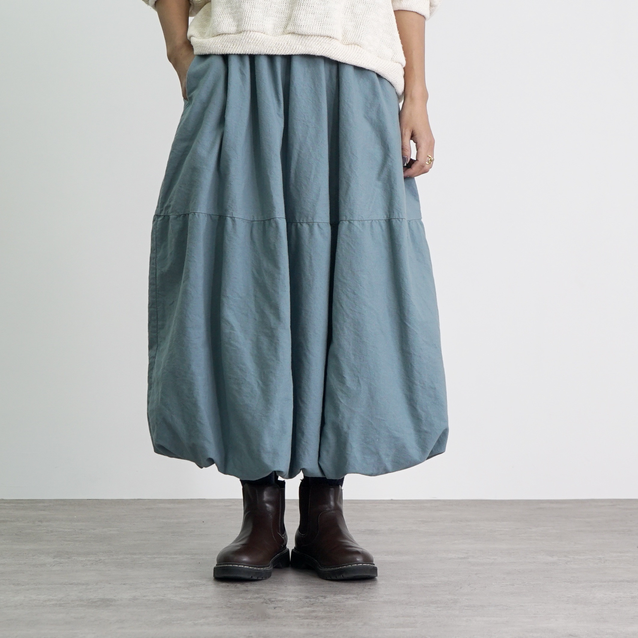 バルーンスカート/ミストブルー/三河織物
