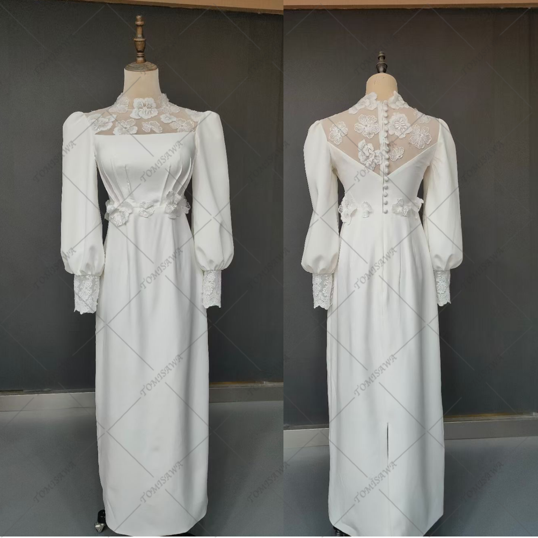 スレンダーライン ウェディングドレス 二次会 発表会 結婚式ドレス F407