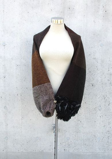 希少なマス見本ブロックチェック　３WAY以上着こなし自由自在　ボレロ　マフラースヌード　１点物