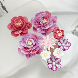 つまみ細工》牡丹と薔薇の髪飾り ＊赤＊ ヘッドドレス（アクセサリー