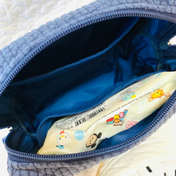 綺羅星　nubiネイビー×イエロー おむつも入る両開きお尻拭きポーチH13.5W19D6  星刺繍　おむつポーチ　 5枚目の画像