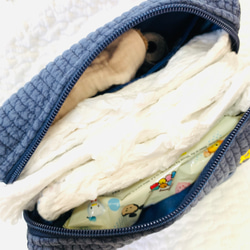 綺羅星　nubiネイビー×イエロー おむつも入る両開きお尻拭きポーチH13.5W19D6  星刺繍　おむつポーチ　 6枚目の画像