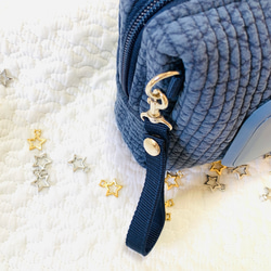 綺羅星　nubiネイビー×イエロー おむつも入る両開きお尻拭きポーチH13.5W19D6  星刺繍　おむつポーチ　 3枚目の画像