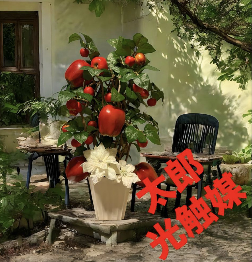 光触媒　人工観葉植物　ウォールグリーン　フェイクグリーン　林檎　リンゴタワー7239