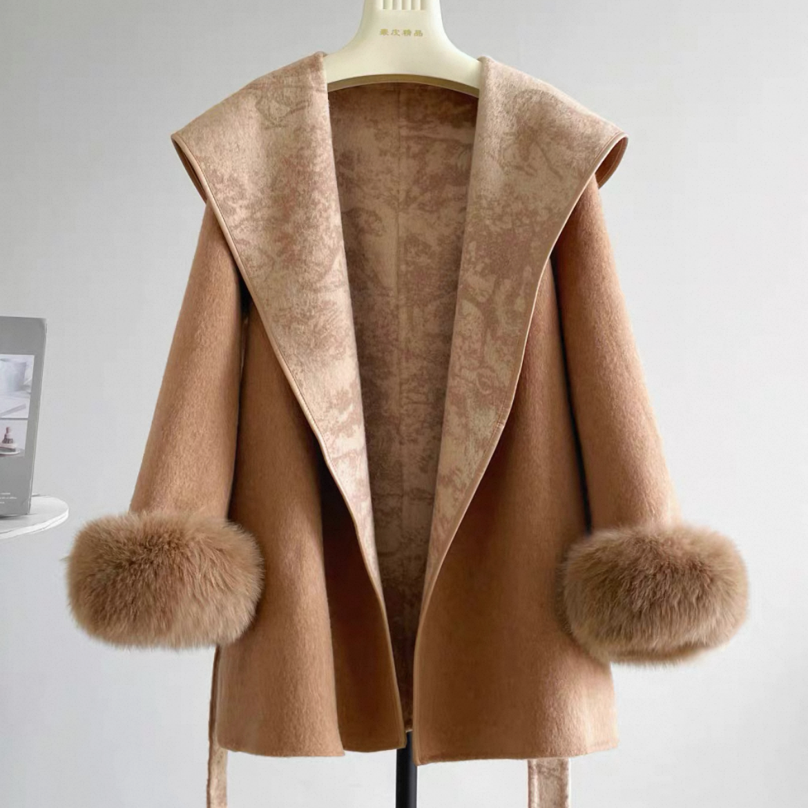 2色羊毛（ウール）コート、防寒対策、保温力高い大人の冬コート、羊毛（ウール）70%、冬支度新作