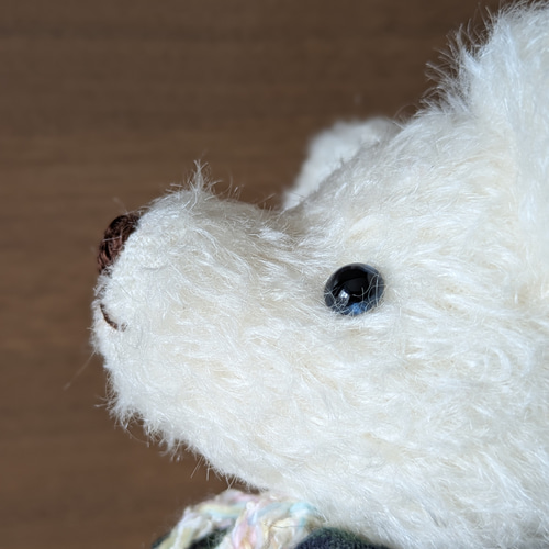 くまのぬいぐるみ ふわふわ純白モヘアくまさん＊ドイツ製生地の