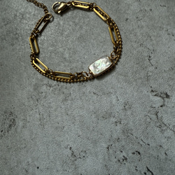 ーUrban Baroque Pearl Braceletー　サージカルステンレス　チェーンブレスレット　ブレスレット 1枚目の画像