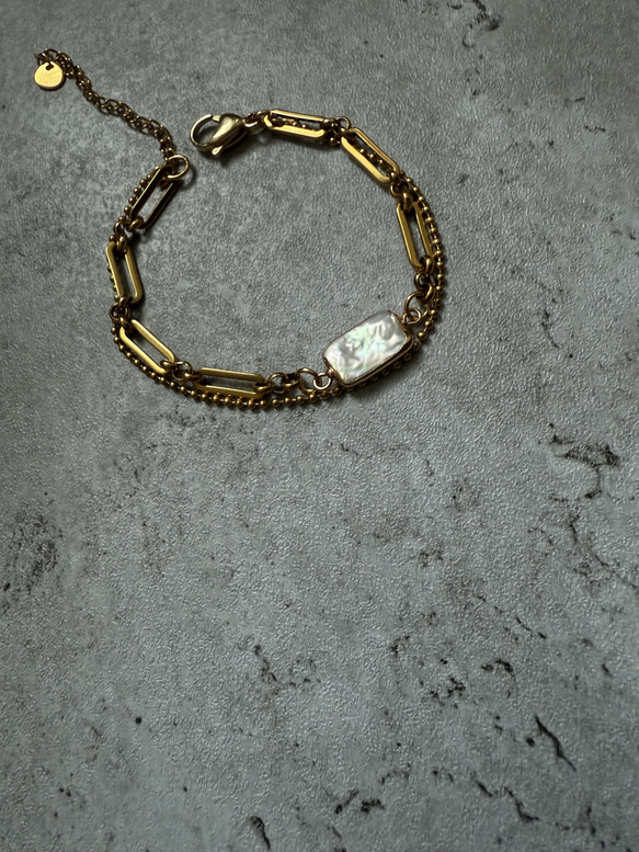 ーUrban Baroque Pearl Braceletー　サージカルステンレス　チェーンブレスレット　ブレスレット 1枚目の画像