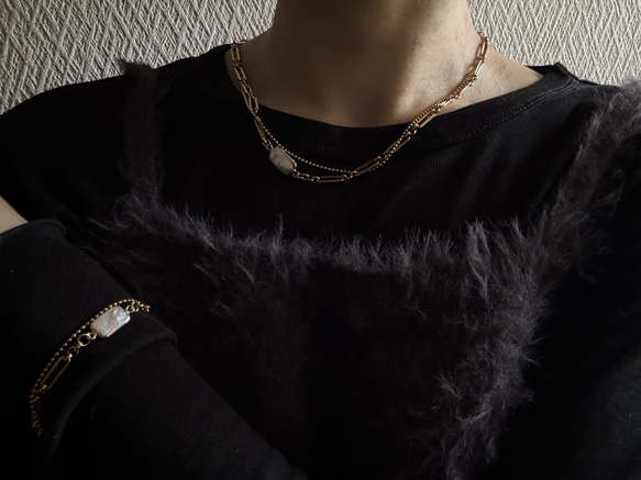 ーUrban Baroque Pearl Braceletー　サージカルステンレス　チェーンブレスレット　ブレスレット 10枚目の画像