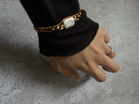 ーUrban Baroque Pearl Braceletー　サージカルステンレス　チェーンブレスレット　ブレスレット 19枚目の画像