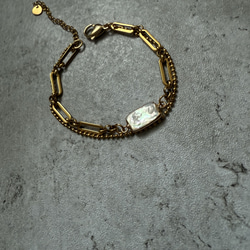 ーUrban Baroque Pearl Braceletー　サージカルステンレス　チェーンブレスレット　ブレスレット 12枚目の画像