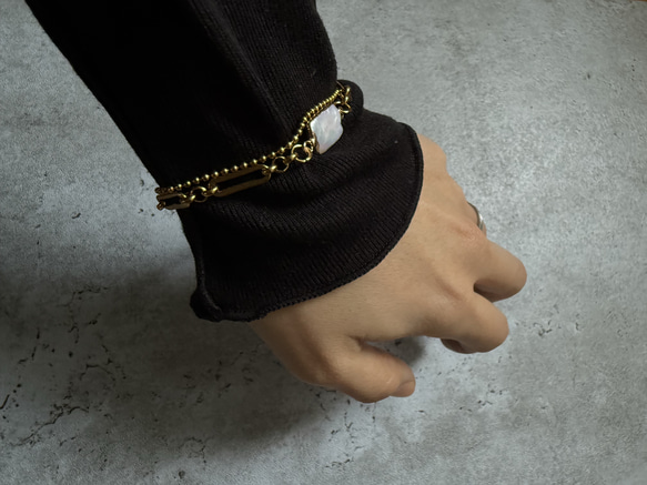 ーUrban Baroque Pearl Braceletー　サージカルステンレス　チェーンブレスレット　ブレスレット 2枚目の画像