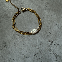 ーUrban Baroque Pearl Braceletー　サージカルステンレス　チェーンブレスレット　ブレスレット 5枚目の画像