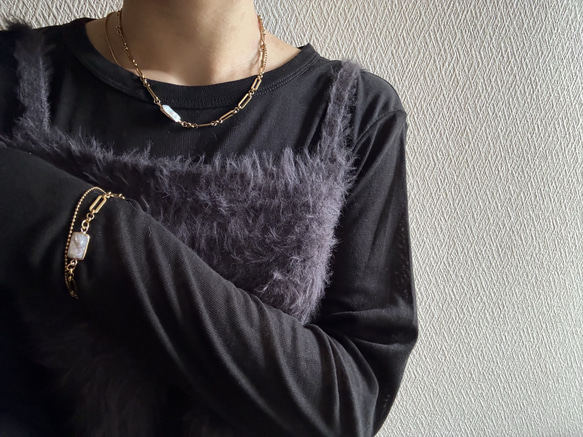 ーUrban Baroque Pearl Braceletー　サージカルステンレス　チェーンブレスレット　ブレスレット 16枚目の画像