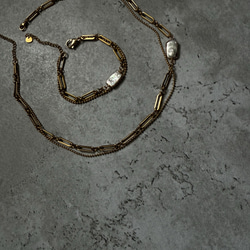 ーUrban Baroque Pearl Braceletー　サージカルステンレス　チェーンブレスレット　ブレスレット 4枚目の画像