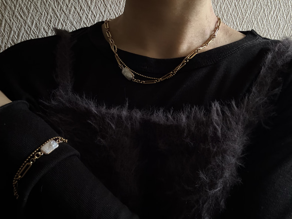 ーUrban Baroque Pearl Braceletー　サージカルステンレス　チェーンブレスレット　ブレスレット 8枚目の画像