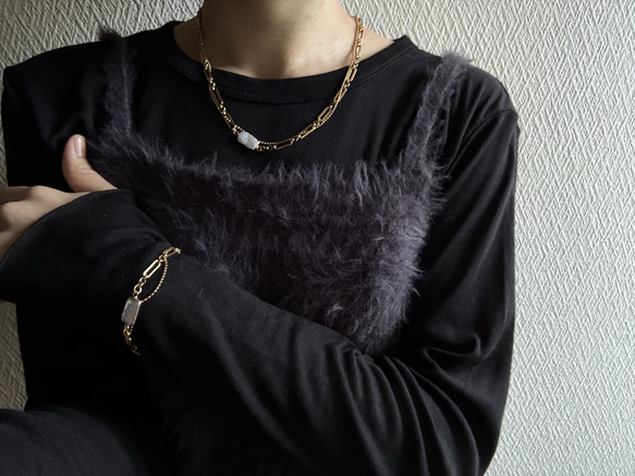 ーUrban Baroque Pearl Braceletー　サージカルステンレス　チェーンブレスレット　ブレスレット 6枚目の画像