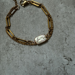ーUrban Baroque Pearl Braceletー　サージカルステンレス　チェーンブレスレット　ブレスレット 3枚目の画像