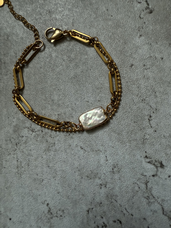 ーUrban Baroque Pearl Braceletー　サージカルステンレス　チェーンブレスレット　ブレスレット 3枚目の画像