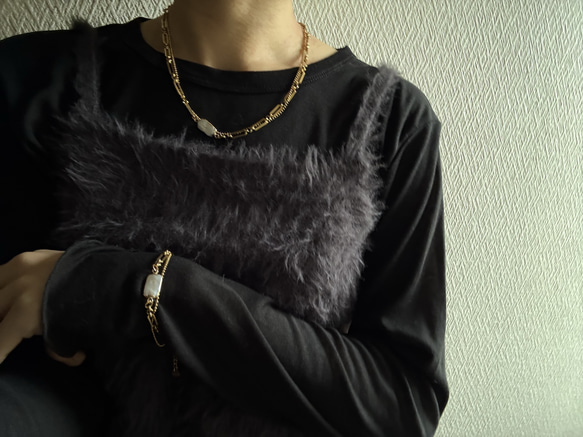 ーUrban Baroque Pearl Braceletー　サージカルステンレス　チェーンブレスレット　ブレスレット 20枚目の画像