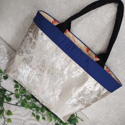 正絹帯リメイク☆パッチワーク☆横型大きめバッグ☆ハンドメイド