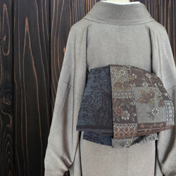 着物反物* 辻ヶ花と灰紫縞 大人の兵児帯 半幅帯 長尺470cm 和装小物