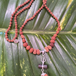 オール2面ルドラクシャ】108粒マーラー☆えんじ色 天然石 Shiwa