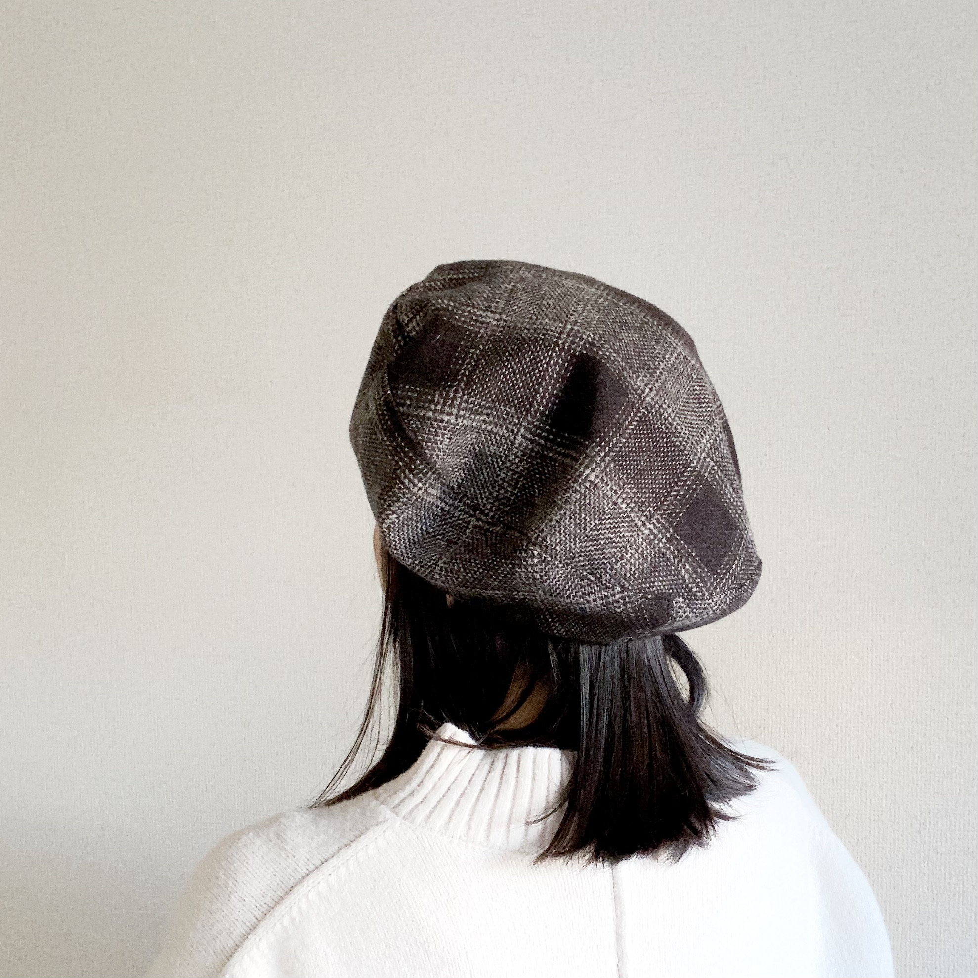 【秋冬新作】タータンチェックのベレー帽＊クラシカルなコットンツイード＊選べるサイズのレディース帽子