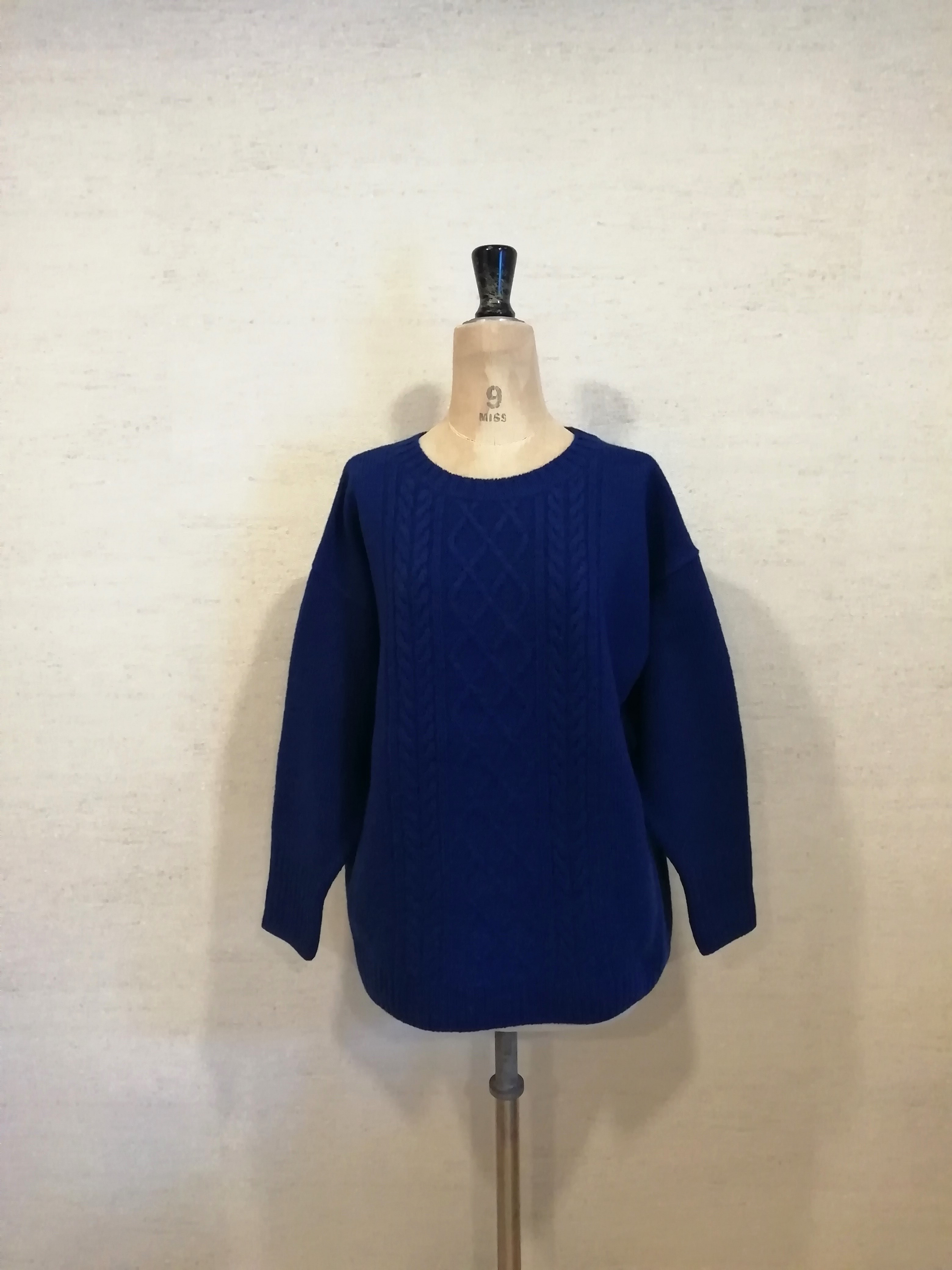 【2025♡新作】超極上♡しっかりあたたか♡毛100％ケーブルプルオーバー　コバルトブルー