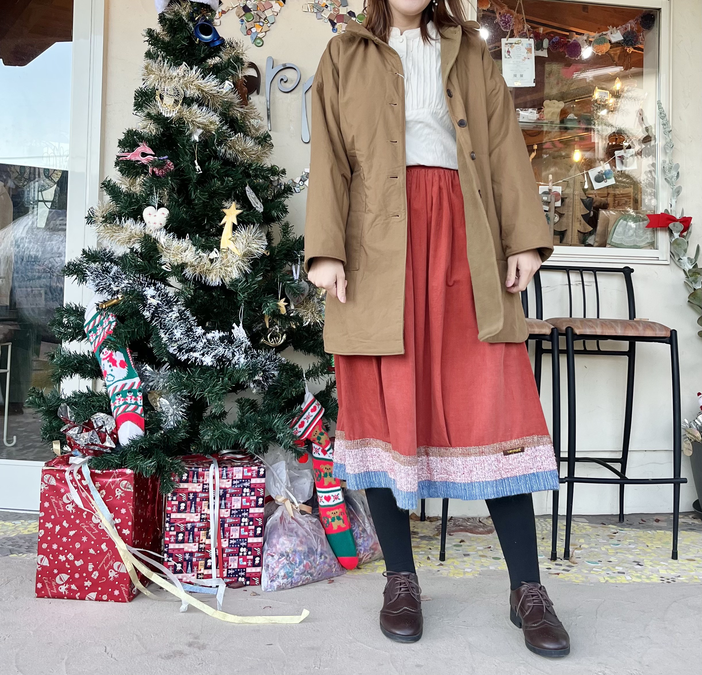 コットン馬布　ピーチ起毛×裏フリース　ステンカラーコート