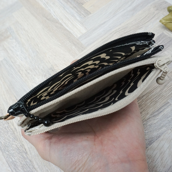 【受注制作】ダブルカードポーチ Yoshie（ヨシエ）　リバティラミネート生地 7枚目の画像