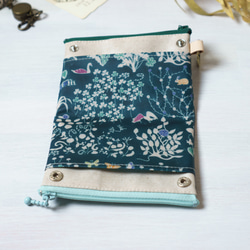 【受注制作】ダブルカードポーチ Yoshie（ヨシエ）　リバティラミネート生地 3枚目の画像