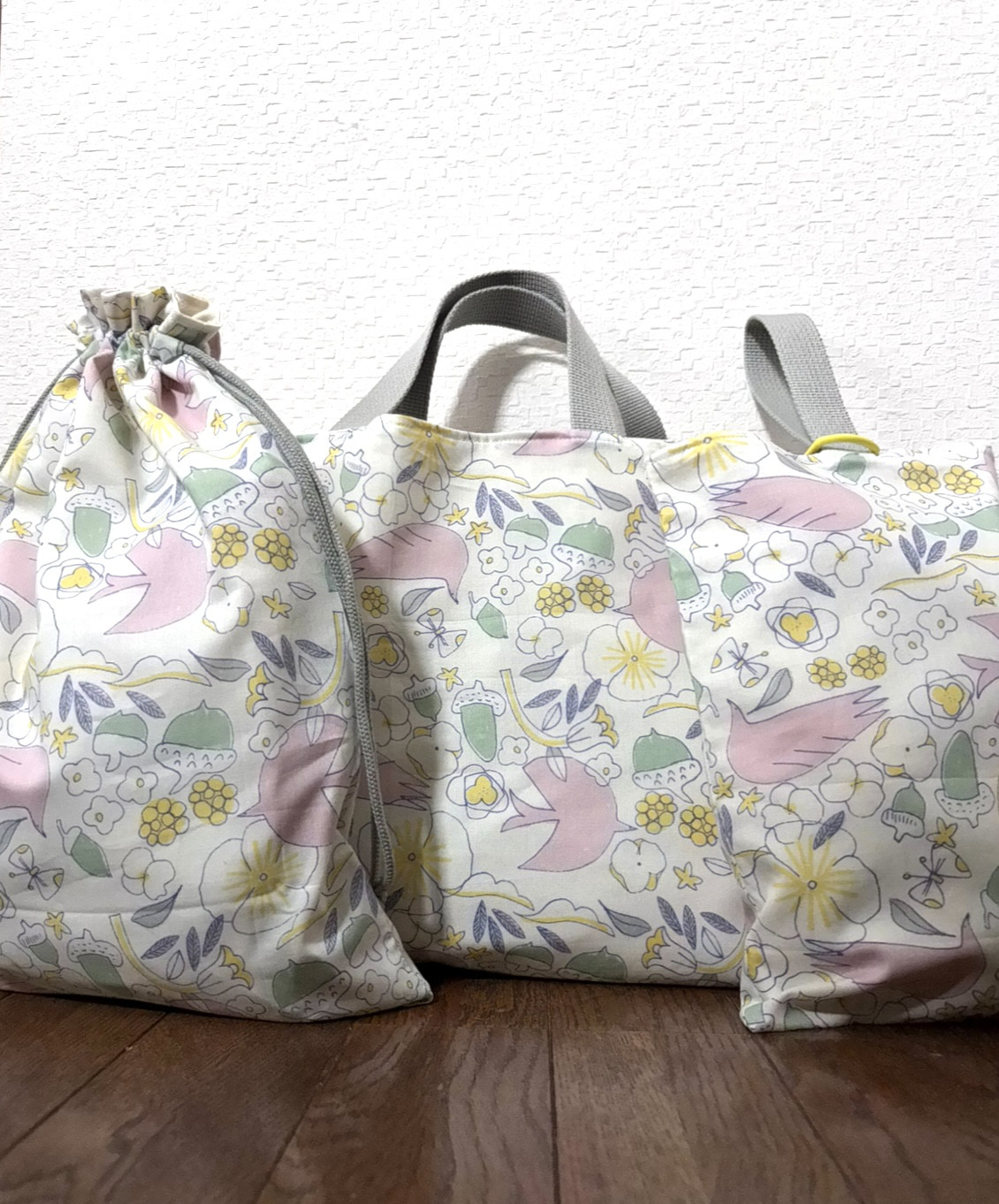 【入園入学】レッスンバッグ、お着替え袋、シューズ袋セット　W