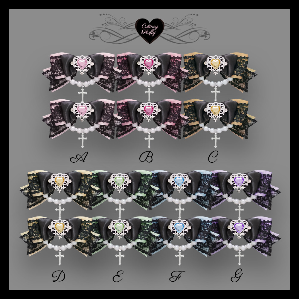 ヘアクリップ リボン 十字架 量産型 ロリータ 地雷 ゴスロリ 推し