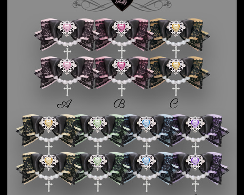 ヘアクリップ リボン 十字架 量産型 ロリータ 地雷 ゴスロリ 推し