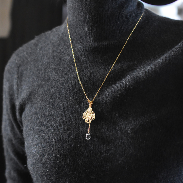 ひとめぼれ新作2026【選べる】シャンデリアレース　スライド式　翡翠・モリオン　サージカルステンレスネックレス60cm 11枚目の画像