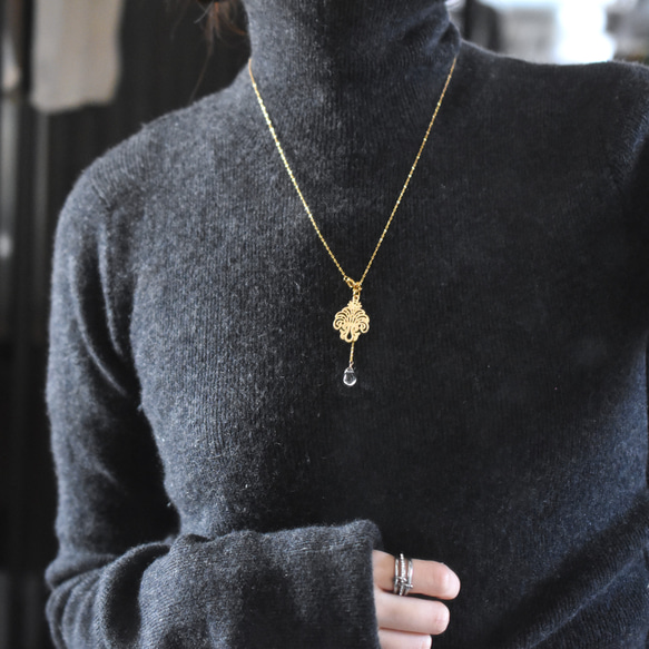 ひとめぼれ新作2026【選べる】シャンデリアレース　スライド式　翡翠・モリオン　サージカルステンレスネックレス60cm 10枚目の画像