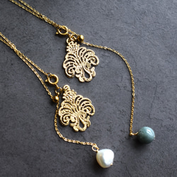 ひとめぼれ新作2026【選べる】シャンデリアレース　スライド式　翡翠・モリオン　サージカルステンレスネックレス60cm 1枚目の画像