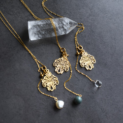 ひとめぼれ新作2026【選べる】シャンデリアレース　スライド式　翡翠・モリオン　サージカルステンレスネックレス60cm 6枚目の画像