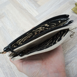 【受注制作】ダブルカードポーチ Ian Rhodes （イアン・ローズ）オレンジブラウン　リバティラミネート生地 8枚目の画像