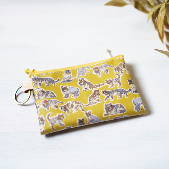 【受注制作】ダブルカードポーチ Ian Rhodes （イアン・ローズ）オレンジブラウン　リバティラミネート生地 13枚目の画像