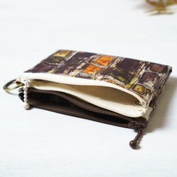 【受注制作】ダブルカードポーチ Ian Rhodes （イアン・ローズ）オレンジブラウン　リバティラミネート生地 2枚目の画像