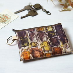 【受注制作】ダブルカードポーチ Ian Rhodes （イアン・ローズ）オレンジブラウン　リバティラミネート生地 4枚目の画像