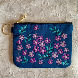 再販 青い花刺繍とビーズのトートバッグ トートバッグ AZmama 通販