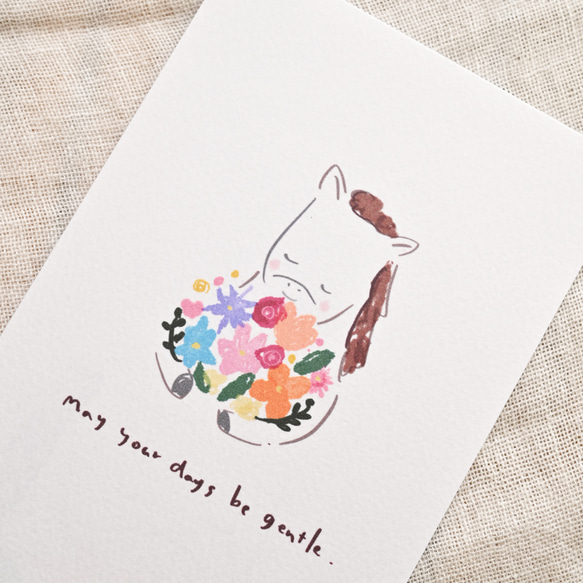 毛茸茸的駿馬和花束明信片 *生肖裝飾/禮品卡* 兩張一套 第2張的照片