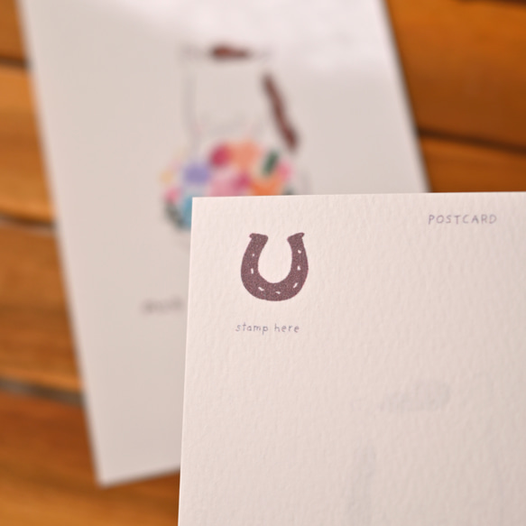 毛茸茸的駿馬和花束明信片 *生肖裝飾/禮品卡* 兩張一套 第3張的照片