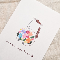 毛茸茸的駿馬和花束明信片 *生肖裝飾/禮品卡* 兩張一套 第1張的照片